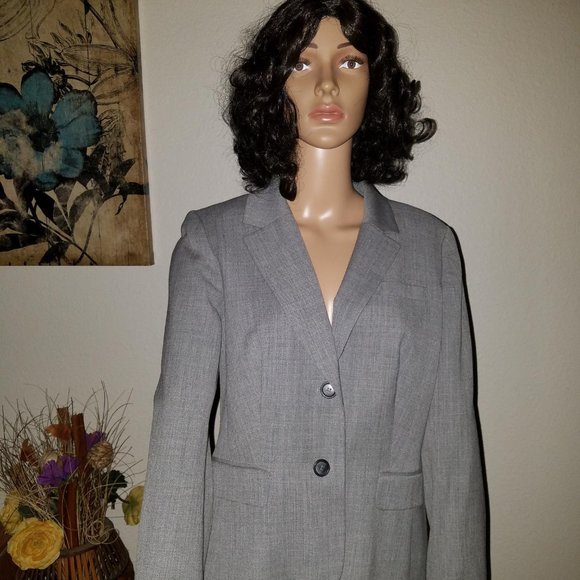 Ann Taylor LOFT gray wool blazer women's size medium - Picture 2 of 6